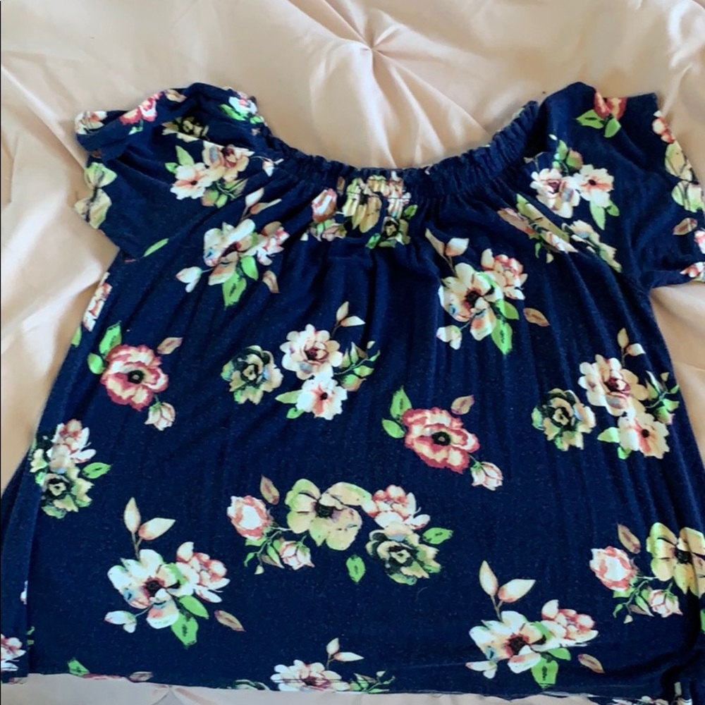 Navy Blue Flowy Floral Top